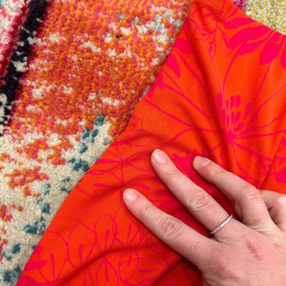 Vintage Y2K 2000s Express Orange Pink Tropical Floral Stretch Mini Skirt Small - Picture 6 of 7